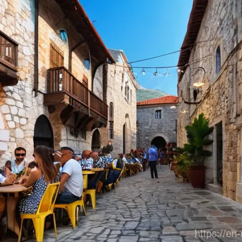 부드바 여름 축제 - **Budva Old Town Festival Vibe:** A vibrant summer evening scene set within Budva's ancient Old Town...
