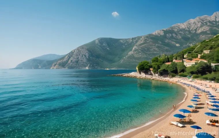 부드바 해변 - **Prompt:** "A panoramic aerial view of Budva Old Town ('Stari Grad') at sunrise, with warm golden l...
