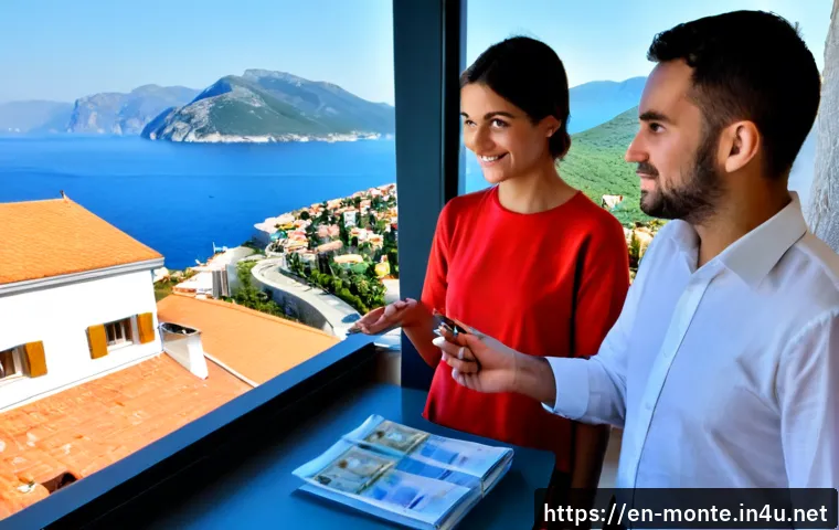 몬테네그로에서 집 구하는 법 - Photorealistic real estate apartment viewing in coastal Montenegro, a friendly local agent showing a...